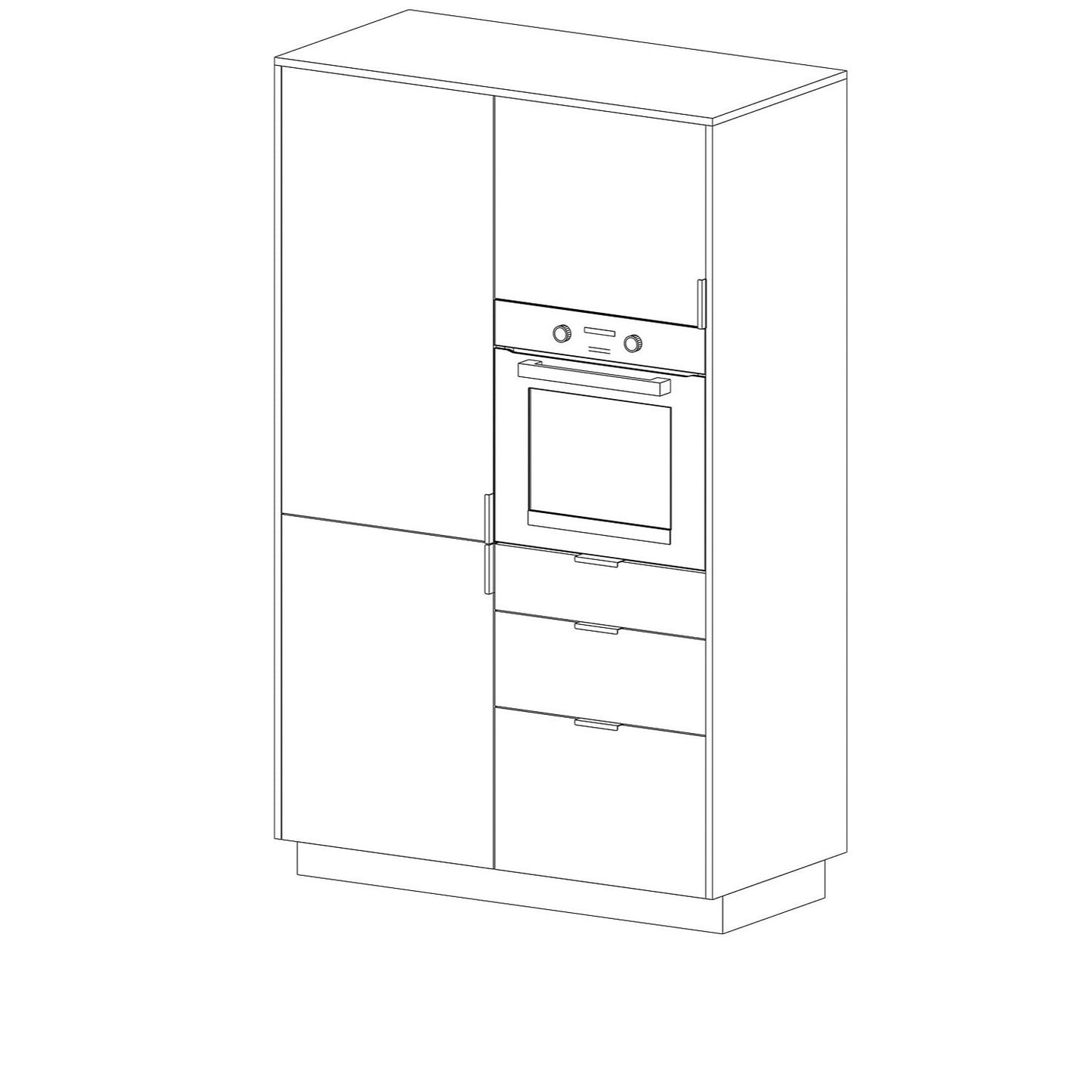Zeichnung, BBunit, Hochschrank, Linoleum, olive, Ofen-kuehlschrank, geschlossen