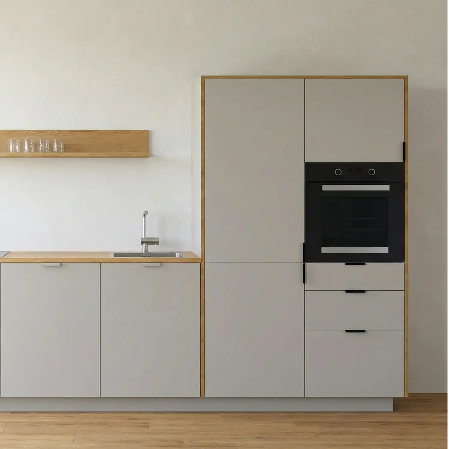 Küchenhochschrank freistehend mit Geräten
