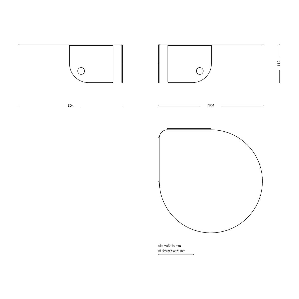 Technische Zeichnug, Side-table für Unidorm