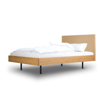Unidorm Bett, Linoleumkopfteil walnut